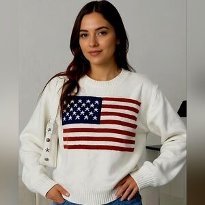 White American Flag Sweater
